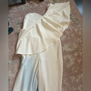 Boohoo one sleeve, full length jumpsuit